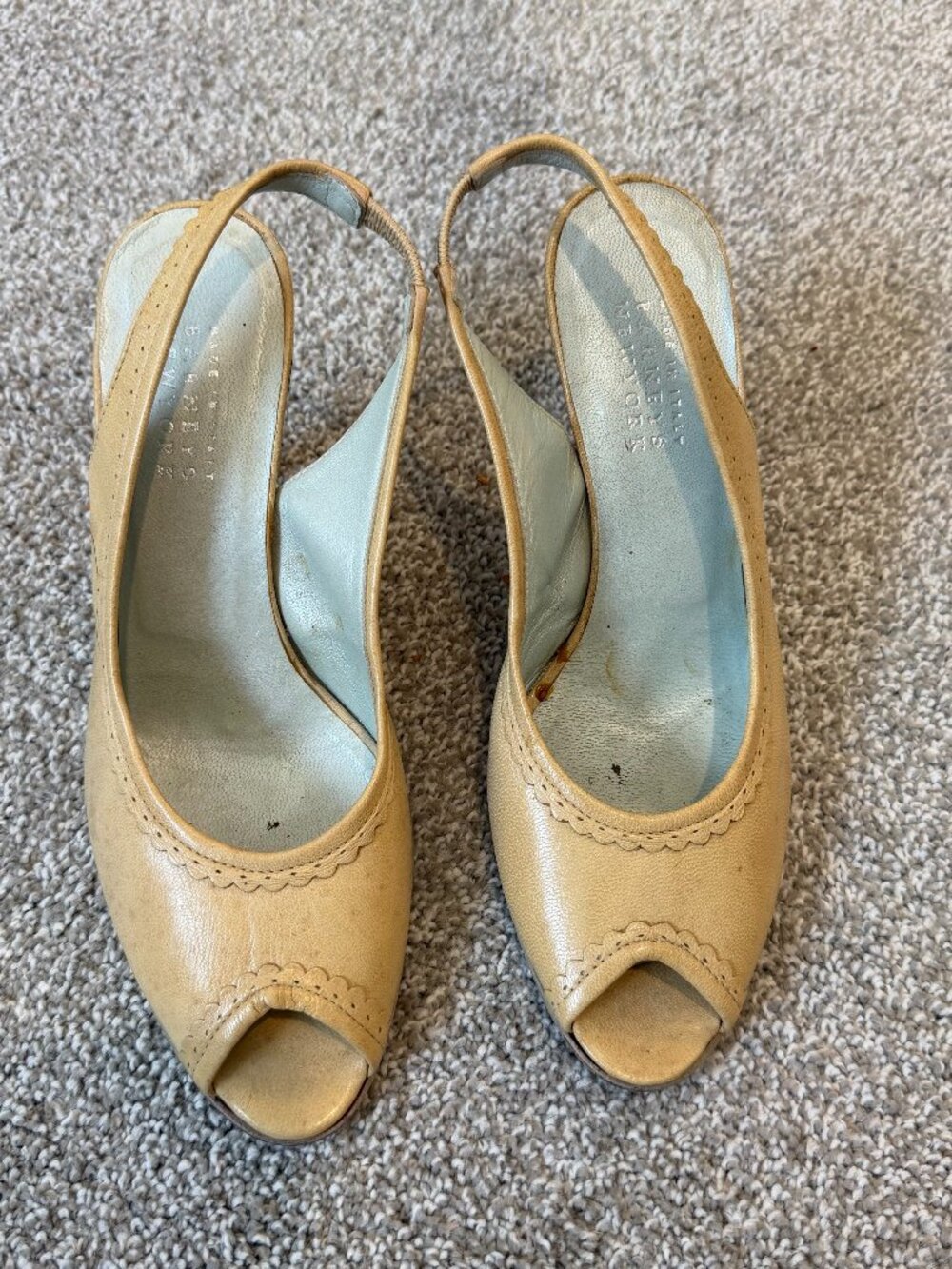 Vintage Barneys New York Made in Italy Beige Leather Slingback EU 36
